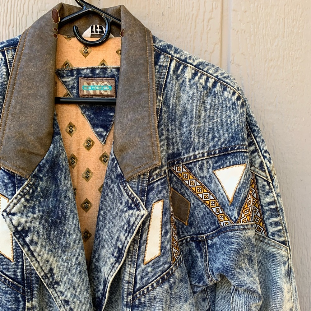 Vintage NY Girl retro 80s oversized denim jacket - Picture 4 of 16